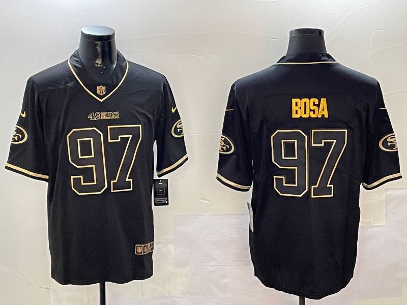 Men San Francisco 49ers #97 Bosa Black Gold Throwback 2024 Nike Limited NFL Jersey style 1